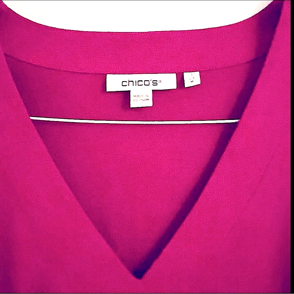 NWT Chico’s Pink V-Neck 3/4 Sleeve Fall Top, M, 8 - Picture 5 of 11